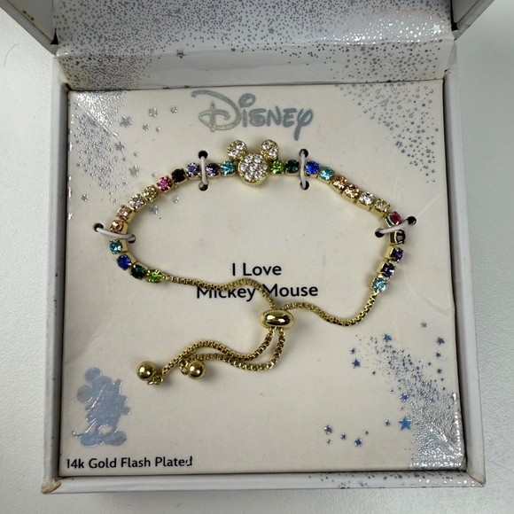 Disney Multi-Color Crystal and Cubic Zirconia Mickey Mouse Bracelet Rainbow NWT - Picture 3 of 5